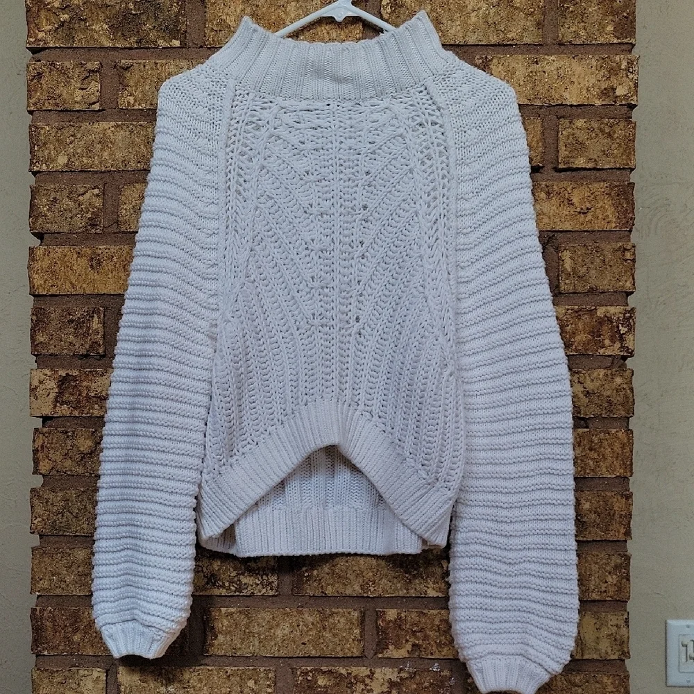 Free People Sweetheart Mock Neck Sweater Size XS Cozy Boho Cotton Knit